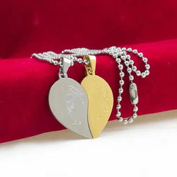 Love You Hearth Shape Valentine Pendant with Chain Stainless Steel Pendant for Couple